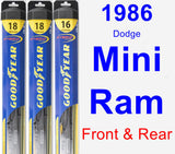 Front & Rear Wiper Blade Pack for 1986 Dodge Mini Ram - Hybrid