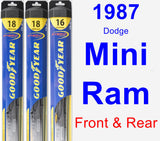 Front & Rear Wiper Blade Pack for 1987 Dodge Mini Ram - Hybrid