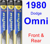 Front & Rear Wiper Blade Pack for 1980 Dodge Omni - Hybrid