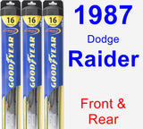 Front & Rear Wiper Blade Pack for 1987 Dodge Raider - Hybrid