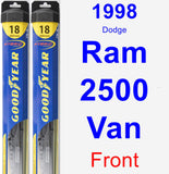 Front Wiper Blade Pack for 1998 Dodge Ram 2500 Van - Hybrid