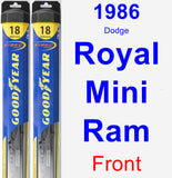 Front Wiper Blade Pack for 1986 Dodge Royal Mini Ram - Hybrid