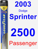Passenger Wiper Blade for 2003 Dodge Sprinter 2500 - Hybrid