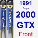 Front Wiper Blade Pack for 1991 Eagle 2000 GTX - Hybrid