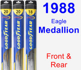 Front & Rear Wiper Blade Pack for 1988 Eagle Medallion - Hybrid