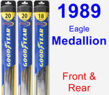 Front & Rear Wiper Blade Pack for 1989 Eagle Medallion - Hybrid
