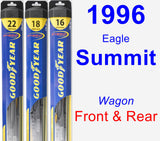 Front & Rear Wiper Blade Pack for 1996 Eagle Summit - Hybrid