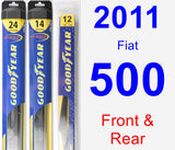 Front & Rear Wiper Blade Pack for 2011 Fiat 500 - Hybrid
