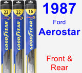 Front & Rear Wiper Blade Pack for 1987 Ford Aerostar - Hybrid