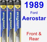 Front & Rear Wiper Blade Pack for 1989 Ford Aerostar - Hybrid