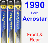 Front & Rear Wiper Blade Pack for 1990 Ford Aerostar - Hybrid