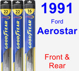 Front & Rear Wiper Blade Pack for 1991 Ford Aerostar - Hybrid