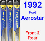 Front & Rear Wiper Blade Pack for 1992 Ford Aerostar - Hybrid