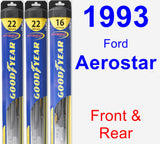 Front & Rear Wiper Blade Pack for 1993 Ford Aerostar - Hybrid