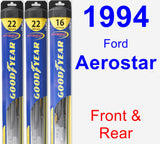 Front & Rear Wiper Blade Pack for 1994 Ford Aerostar - Hybrid
