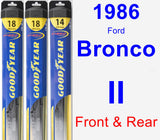 Front & Rear Wiper Blade Pack for 1986 Ford Bronco II - Hybrid