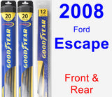 Front & Rear Wiper Blade Pack for 2008 Ford Escape - Hybrid