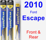Front & Rear Wiper Blade Pack for 2010 Ford Escape - Hybrid