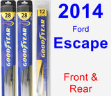 Front & Rear Wiper Blade Pack for 2014 Ford Escape - Hybrid