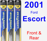Front & Rear Wiper Blade Pack for 2001 Ford Escort - Hybrid