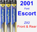 Front & Rear Wiper Blade Pack for 2001 Ford Escort - Hybrid