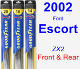 Front & Rear Wiper Blade Pack for 2002 Ford Escort - Hybrid