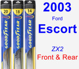 Front & Rear Wiper Blade Pack for 2003 Ford Escort - Hybrid