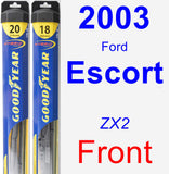 Front Wiper Blade Pack for 2003 Ford Escort - Hybrid
