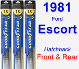 Front & Rear Wiper Blade Pack for 1981 Ford Escort - Hybrid