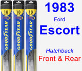 Front & Rear Wiper Blade Pack for 1983 Ford Escort - Hybrid