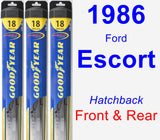 Front & Rear Wiper Blade Pack for 1986 Ford Escort - Hybrid