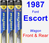 Front & Rear Wiper Blade Pack for 1987 Ford Escort - Hybrid