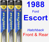 Front & Rear Wiper Blade Pack for 1988 Ford Escort - Hybrid