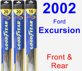 Front & Rear Wiper Blade Pack for 2002 Ford Excursion - Hybrid