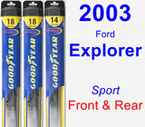 Front & Rear Wiper Blade Pack for 2003 Ford Explorer - Hybrid