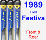 Front & Rear Wiper Blade Pack for 1989 Ford Festiva - Hybrid