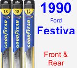 Front & Rear Wiper Blade Pack for 1990 Ford Festiva - Hybrid