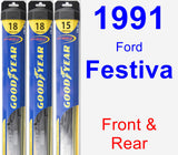 Front & Rear Wiper Blade Pack for 1991 Ford Festiva - Hybrid