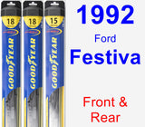 Front & Rear Wiper Blade Pack for 1992 Ford Festiva - Hybrid