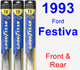 Front & Rear Wiper Blade Pack for 1993 Ford Festiva - Hybrid