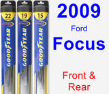 Front & Rear Wiper Blade Pack for 2009 Ford Focus - Hybrid
