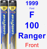 Front Wiper Blade Pack for 1999 Ford F-100 Ranger - Hybrid