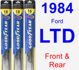 Front & Rear Wiper Blade Pack for 1984 Ford LTD - Hybrid