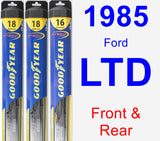 Front & Rear Wiper Blade Pack for 1985 Ford LTD - Hybrid
