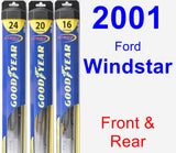 Front & Rear Wiper Blade Pack for 2001 Ford Windstar - Hybrid