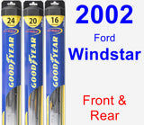 Front & Rear Wiper Blade Pack for 2002 Ford Windstar - Hybrid