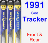 Front & Rear Wiper Blade Pack for 1991 Geo Tracker - Hybrid