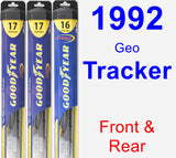 Front & Rear Wiper Blade Pack for 1992 Geo Tracker - Hybrid