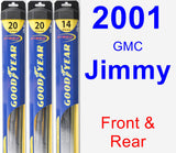Front & Rear Wiper Blade Pack for 2001 GMC Jimmy - Hybrid