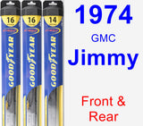 Front & Rear Wiper Blade Pack for 1974 GMC Jimmy - Hybrid